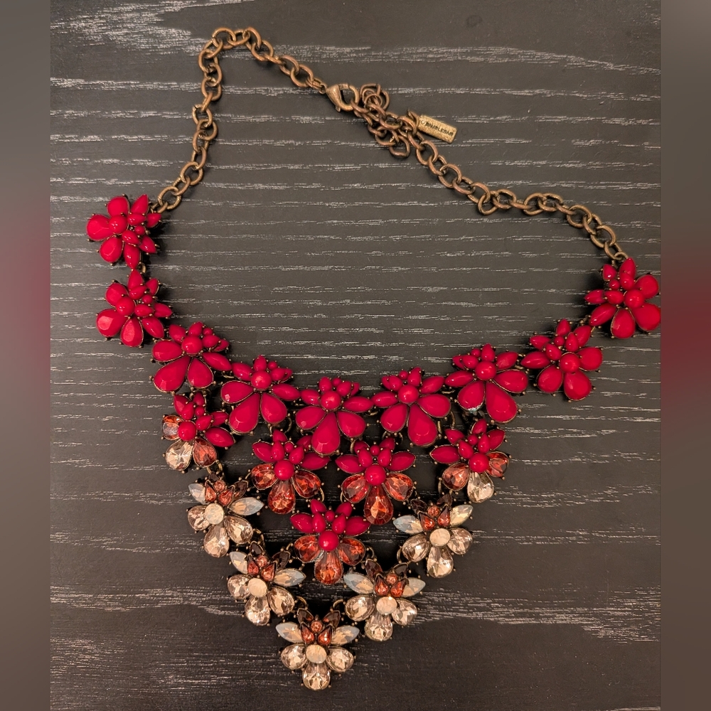 BaubleBar Red and Gold Floral Necklace